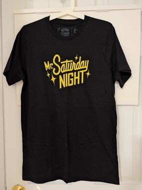 Mr. Saturday Night Black Short-Sleeve Graphic Tee with Yellow Logo